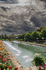 View of the beautiful gardens of the Alcazar de los Reyes Cristianos, Cordoba, Andalusia, Spain