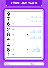 Count and match game with cloud. worksheet for preschool kids, kids activity sheet