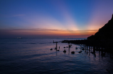 Sunset twilight sky over the sea in Thailand