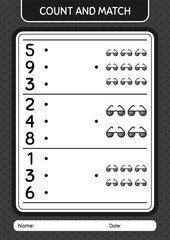 Count and match game with sunglasses. worksheet for preschool kids, kids activity sheet