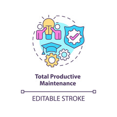 Total productive maintenance concept icon. Lean manufacturing principle abstract idea thin line illustration. Isolated outline drawing. Editable stroke. Arial, Myriad Pro-Bold fonts used
