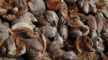 coconut husks arranged in a beautiful order