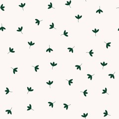 Fototapeta premium Simple leaves seamless pattern on white background