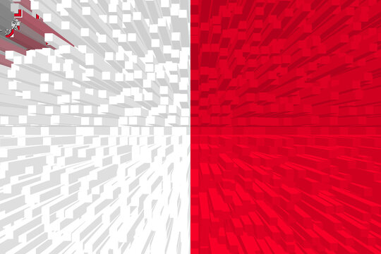 Flag of Malta . MT patriotism banner. Malta  national symbol. State banner of capital  Valletta . Nation independence day MLT. Flag with effect of extrusion, growing blocks. 3D Image