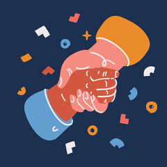 Cartoon vector illustration of Help Concept hands reaching out to help each other