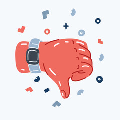 Vector illustration of Hand thumb down. Rejection symbol