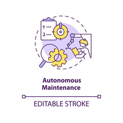 Autonomous maintenance concept icon. Total productive maintenance abstract idea thin line illustration. Isolated outline drawing. Editable stroke. Arial, Myriad Pro-Bold fonts used