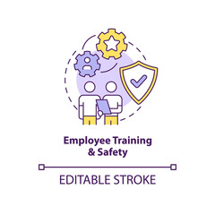 Employee training and safety concept icon. Total productive maintenance abstract idea thin line illustration. Isolated outline drawing. Editable stroke. Arial, Myriad Pro-Bold fonts used