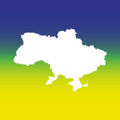 Yellow-blue background in the middle of the hole in the form of the territory of Ukraine