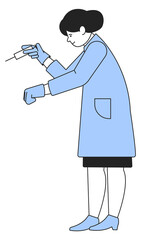 Nurse with medical shot syringe. Injection icon