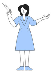 Woman with syringe. Medical staff with injection shot