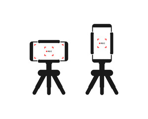 VIdeo record with tripod stand icon. Vector illustration