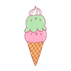 Mint strawberry ice cream vector character