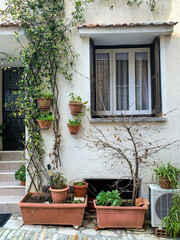 Cozy house with vintage window and door in old village of Pano Lefkara. Larnaca, Cyprus