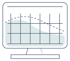 Computer screen with statistic chart. Digital data analysis icon