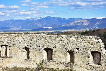 Fototapeta na wymiar Ruins of stronghold Lietava in Slovakia