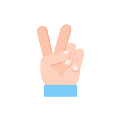 Flat peace sign illustration. Victory hand gesture icon.