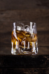 Alcoholic cocktail, whiskey. Photo of drinks on a dark background