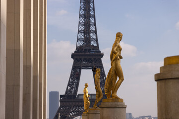 la tour Eiffel vue du trocadéro - obrazy, fototapety, plakaty