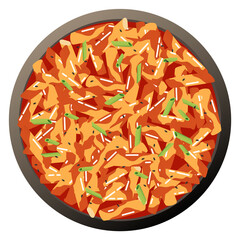 Kimchi stew dish. Spicy asian food plate