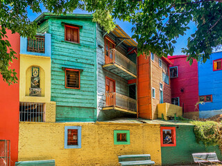 Argentinien, Buenos Aires, el Caminito, bunte Häuser im Stadtteil La Boca.
