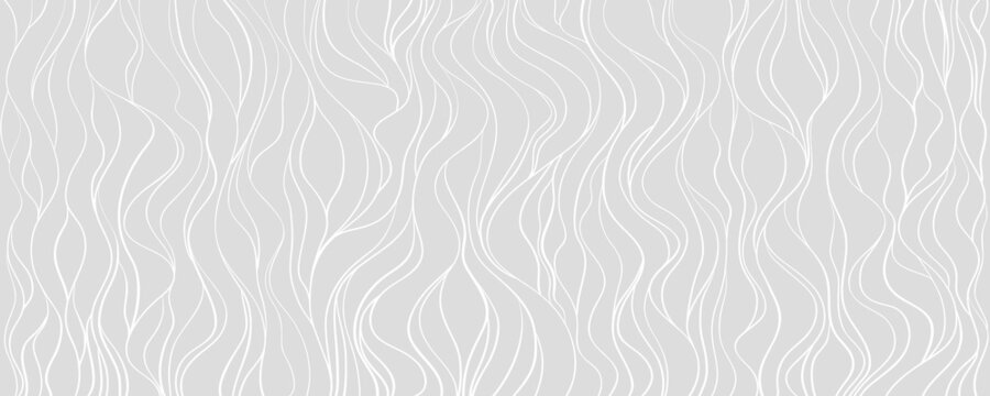 Waved background. Hand drawn waves. Seamless wallpaper on horizontally surface. Stripe texture with many lines. Wavy pattern. Line art. Print for banner, flyer or poster