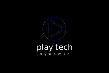 abstract round play connect tech logo design
