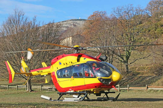 	
Rescue Helicopter by the Village of Gourdon in France	