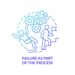 Failure as part of process blue gradient concept icon. Cultural aspect in innovation abstract idea thin line illustration. Enthusiasm. Isolated outline drawing. Myriad Pro-Bold font used