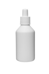Mock up plastic bottle for hydrogen peroxide isolated on white background with copy space, medicine liquid container or tube.