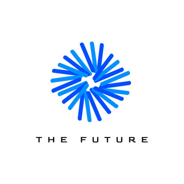 abstract tech blue logo design