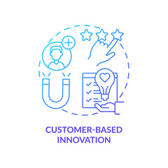 Customer-based innovation blue gradient concept icon. Future of innovation management aspect abstract idea thin line illustration. Isolated outline drawing. Myriad Pro-Bold font used