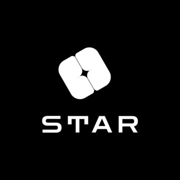 abstract round star negative space,modern flat logo design
