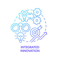 Integrated innovation blue gradient concept icon. Future of innovation management aspect abstract idea thin line illustration. Develop solutions. Isolated outline drawing. Myriad Pro-Bold font used