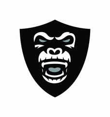 Angry gorilla symbol shield vector illustrations
