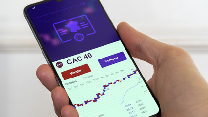 Etf fondo de inversión negociado en bolsa cac40. Análisis de negocios de uno ETF francia. Blue chips de Francia, mercado francés cac 40. Texto en español	