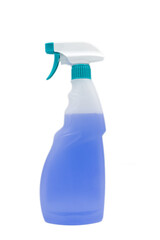 Plastic spray detergent bottle isolated on white background.