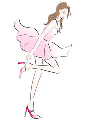 ハイヒールをなおす女性