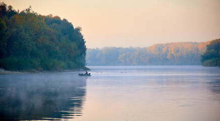 misty morning on the Desna river in Chernihiv, Ukraine