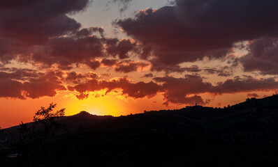Abruzzo, Italy.  Spectacular winter sunrise.