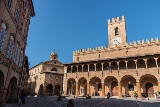 Offida, Ascoli Piceno, Marche. Piazza del Popolo, the Town Hall