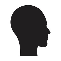 Man silhouette, male face vector icon in a black color glyph pictogram illustration
