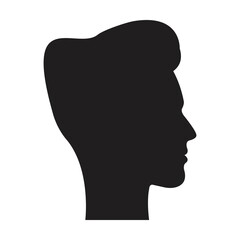 Man silhouette, male face vector icon in a black color glyph pictogram illustration