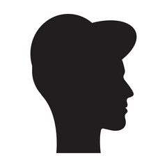 Man silhouette, male face vector icon in a black color glyph pictogram illustration