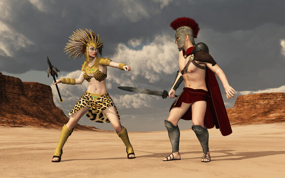 Achilles kämpft mit der Amazonenkönigin Penthesilea