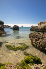Beautiful view of a bay with rock formations in Martigues, France - obrazy, fototapety, plakaty