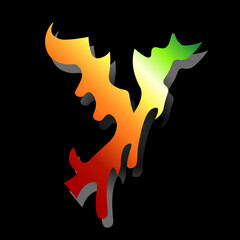 Vector letter Y. Colorful alphabet set. Green yellow red color.