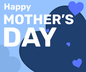 Mothers day social media post design background in Blue color with hearts