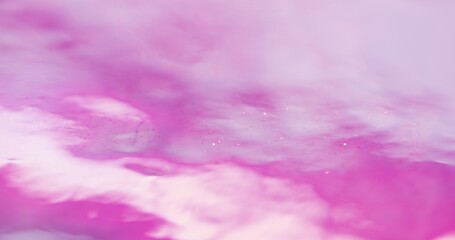 Fototapeta premium Color mist cloud. Vapor texture. Fantasy heaven sky. Blur pink white shiny glitter on magenta purple fume wave abstract background.