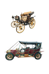 different types of vintage executive cars isolated on white background. Participants of the exhibition of vintage cars in St. Petersburg, Russia